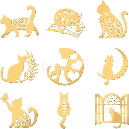 Olycraft 9Pcs 9 Styles Custom Carbon Steel Self-adhesive Picture Stickers DIY-OC0009-22D-1
