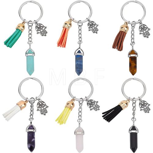  Synthetic & Natural Gemstone Bullet Keychain KEYC-NB0001-43-1