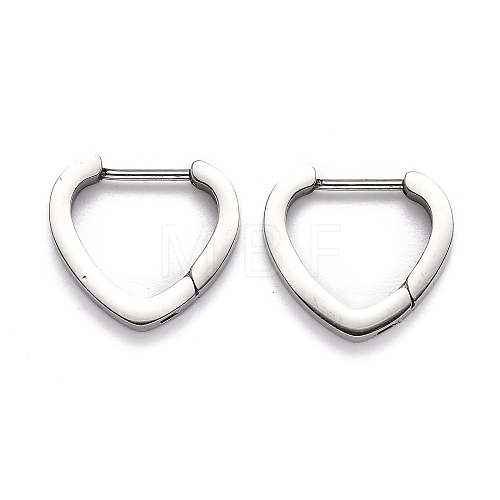 304 Stainless Steel Heart Huggie Hoop Earrings STAS-H156-15P-1
