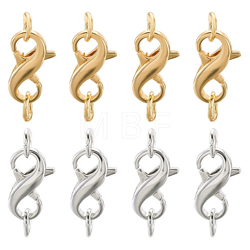 8Pcs 2 Colors Brass Double Opening Lobster Claw Clasps FIND-TA0001-45-1