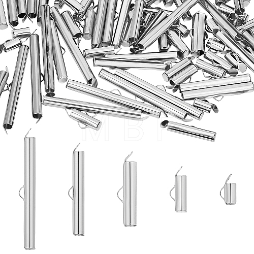 Unicraftale 100Pcs 5 Size 304 Stainless Steel Slide On End Clasp Tubes STAS-UN0044-78-1