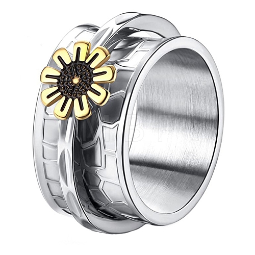 Stainless Steel Sunflower Rotating Finger Ring HUDU-PW0001-042A-1