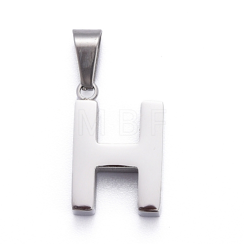 Non-Tarnish 304 Stainless Steel Letter Pendants STAS-H127-H-P-1