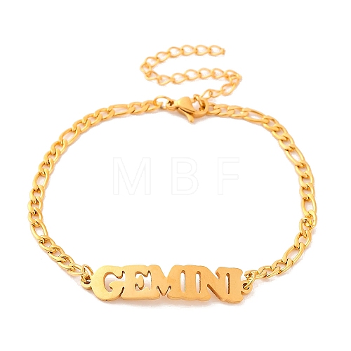 Constellation 202 Stainless Steel Figaro Chain Link Bracelets for Women Men AJEW-U006-01A-1