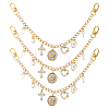 3Pcs Alloy Key Bowknot & Brass Micro Pave Cubic Zirconia Heart Pendant 304 Stainless Steel Bag Decorative Chains HJEW-HS00106-1