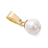 Wrinkle Textured Shell Pearl Round Charms PALLOY-JF05063-01-4