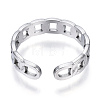 304 Stainless Steel Curb Chains Shape Open Cuff Ring RJEW-N040-40-3