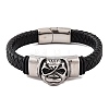 Men's Braided Black PU Leather Cord Bracelets BJEW-K243-39B-AS-1