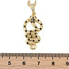 Brass Micro Pave Black Cubic Zirconia Snake Pendant Necklaces NJEW-K280-08G-3