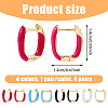 FIBLOOM 4 Pairs 4 Colors Golden Brass Rectangle Hoop Earrings EJEW-FI0003-06-10