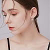 Anti-Tarnish Rhodium Plated 925 Sterling Silver Star with Chain Tassel Dangle Earrings JE1043A-6