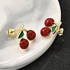 Brass Enamel Stud Earrings EJEW-G430-06A-G-3