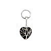 Tree of Life Wire Wrapped Heart Natural Obsidian Gemstone Pendant Keychain FIND-PW0017-03D-1