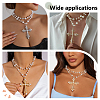 2Pcs 2 Colors Alloy and Imitation Pearl Cross Big Pendant Double-Layer Link Chain Necklaces for Women NJEW-AR0001-09-5