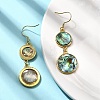 Brass Natural Abalone Shell Dangle Earrings EJEW-F388-01F-G-3