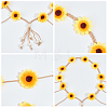 CRASPIRE 2Pcs 2 Colors Cloth Sunflower Hippie Headband Floral Crown OHAR-CP0001-15-6