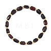Natural Amber Cuboid Beads Stretch Bracelets for Women Men BJEW-JB13639-02-2