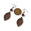 Leaf Natural Walnut Wood Dangle Earrings for Women EJEW-JE06101-01-3