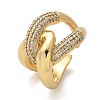 Brass Micro Pave Cubic Zirconia Cuff Finger Rings RJEW-C120-26G-4