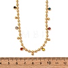 304 Stainless Steel Ball Chain Colorful Cubic Zirconia Flat Round Tassel Necklaces for Women NJEW-L157-10G-5