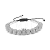 4Pcs 4 Color Cubic Zirconia Round & Crown Braided Bead Bracelet with Synthetic Hematite BJEW-JB08049-7