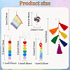 6 Pair 6 Style Rainbow Color Pride Heart Acrylic & Polymer Clay Lollipop & Polyester Tassel Dangle Earrings EJEW-AN0003-33-2