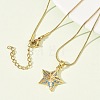 304 Stainless Steel Micro Pave Sky Blue Cubic Zirconia Pendant Necklaces for Women NJEW-Z103-01G-02-1