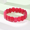 Dyed Natural White Jade Beaded Stretch Bracelets for Unisex G-K303-01K-01-2