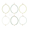 6Pcs 6 Colors Saint Patrick's Day Brass Clover Pendant Glass Seed Beaded Necklaces for Women NJEW-JN05642-2