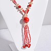 Glass Beads with Agate Beaded Necklaces X-NJEW-E040-03-2