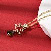 Christmas Tree Brass Micro Pave Cubic Zirconia Pendants Necklaces NJEW-L468-01G-B01-3
