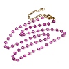 304 Stainless Steel with Glass Faceted Rondelle Bead Handmade Link Chain Birth Stone Necklaces for Women NJEW-G195-01G-08-4
