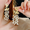 Alloy Plastic Pearl Bead Leaf Dangle Stud Earrings FS-WGB9C0C-01-2