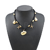 Ocean Alloy Sea Animals Pendant Black Cord Necklaces for Women WG5DC51-01-1
