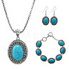 Alloy with Synthetic Turquoise Pendant Necklaces & Link Bracelets & Dangle Earring Sets WGBFEA3-13-2