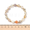 Natural Cherry Blossom Agate & Brass Beads Stretch Bracelets for Women BJEW-JB13831-4