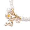 Spring Daisy Flower & Crane Charm Bracelets BJEW-JB10486-3