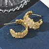 C-Shaped Brass & Clear Cubic Zirconia Stud Earrings KK-CBA36A2-02G-2