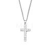 Brass Micro Pave Clear Zirconia Cross Pendant Necklaces NJEW-M211-05C-P-1