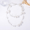 Alloy & Imitation Pearl Round Beaded Long Stackable Necklaces for Women WGFF48B-01-2