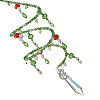 Glass Beads & Steel Spiral & Handmade Lampwork Mushroom Suncatchers HJEW-JM05044-1
