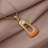 Minimalist 304 Stainless Steel Enamel with Imitation Pearl Trapezoid Pendant Necklaces for Women DN6458-4