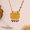 Boho 304 Stainless Steel Evil Eye Pendant Necklaces with Natural Map Stone Tassel for Women WGE9A35-01-1