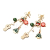 Christmas Theme Alloy Enamel Dangle Stud Earrings EJEW-TA00688-1