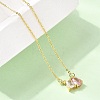 Brass Pave Cubic Zirconia Rectangle & Teardrop Pendant Cable Chain Necklaces KK-CBAB173-05G-09-2