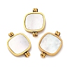 Ion Plating(IP) 304 Stainless Steel Pave Natural Shell Connector Charms STAS-Z100-03G-01-1