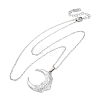 Moon with Flower 304 Stainless Steel Pendant Necklaces NJEW-H059-11P-4