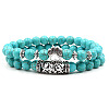 2Pcs Synthetic Turquoise Stretch Bracelet Sets for Women Men IX3190-4-1