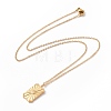 Ion Plating(IP) 304 Stainless Steel Rectangle with Sun Pendant Necklace for Women NJEW-E014-12G-3