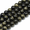 Natural Golden Sheen Obsidian Beads Strands X-G-S150-20-10mm-1